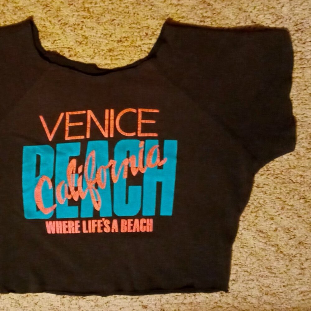 Vintage '93 Venice Muscle Beach California Women's Crop Top Sweatshirt RARE Find - Picture 7 of 10